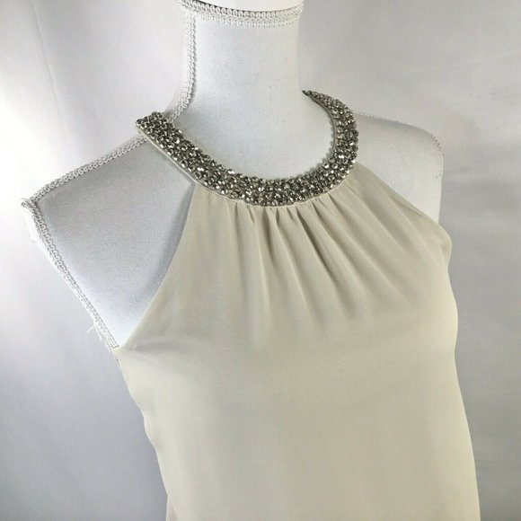 Express~High Beaded Neck~Cut Out Shoulders~Lined~ - Picture 2 of 11